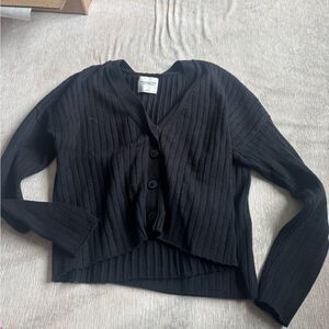 Abercrombie & Fitch Black Ribbed Cardigan Sweater with tank top